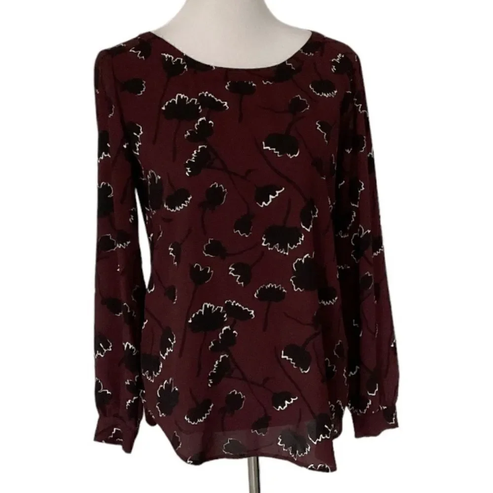 Loft Long Sleeve Floral Blouse size 2